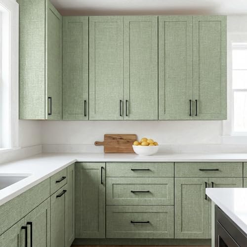 WADILE Grasscloth Peel and Stick Wallpaper 15.7in x 78.7in Light Green - Image 5