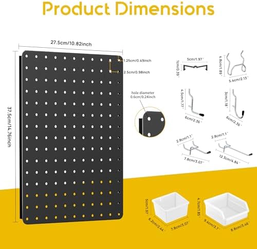 Pegboard Organizer Kit, 4 Pack 14.76x10.82 in Metal Panels - Image 3