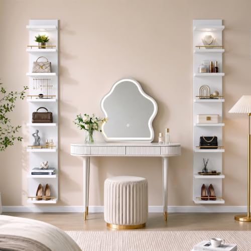 REIBII 8 Tier Wall Shelf Unit, LED Light, 78.9in Tall Lack Shelf - Image 2