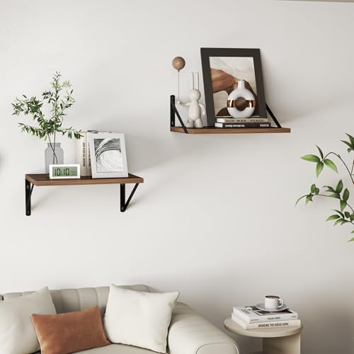 Heimlove 40W x 12D Deep Floating Shelves Set of 2 Walnut - Image 6