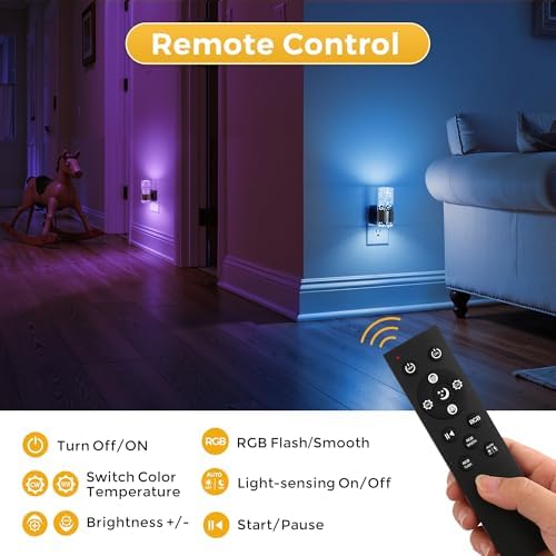 L LOHAS LED Night Light Dimmable Night Lights Plug into Wall Remote Control - Image 3