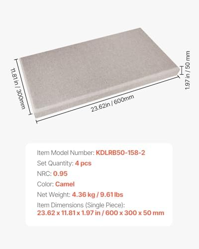 VEVOR 4 PCS Acoustic Panels, 2 inch Thick 23.6 x 11.8 inch Fiberglass Sound - Image 7