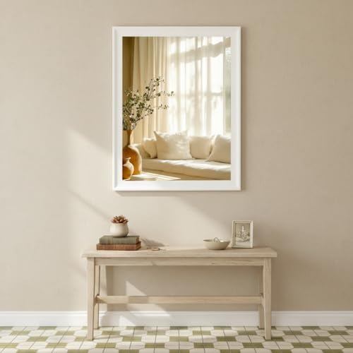 White 30 x 36 Inch Rectangle Vanity Wall Mirror - Image 7
