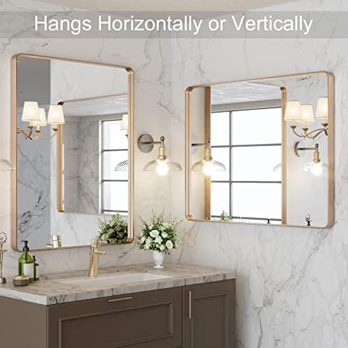 LOAAO 28"X36" Gold Bathroom Mirror - Image 4