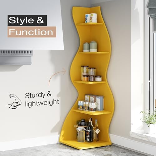 Tribesigns Corner Shelf, Modern 5-Tier Wall Corner Bookshelf, Stylish Corner - Image 6