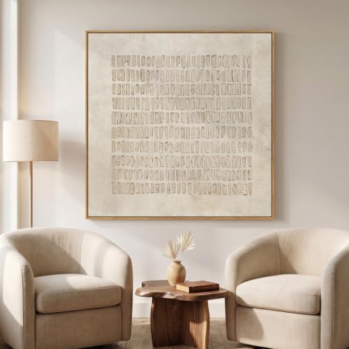 Extra Large Framed Neutral Beige Abstract Wall Art - Image 5