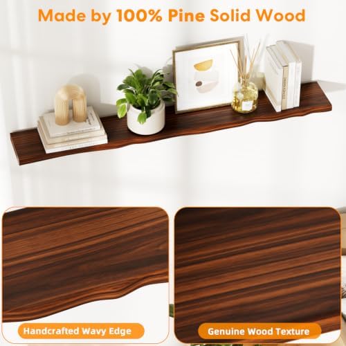 Organic Wavy Edge Floating Shelves, Hidden Brackets, 1 Pack 55 in - Image 5