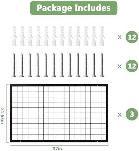 NectaCol 3 Packs Grid Wall Panels, Metal Black Wire Grid Panel, Gridwall - Image 3