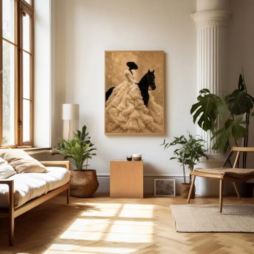Black Woman Horse Riding Wall Art Elegant Bride Poster 16x24 Inch Unframed - Image 6