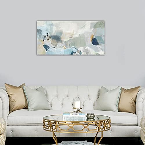 Abstract Canvas Wall Art Contemporary Teal Abstract Pictures Painting Modern - Image 3