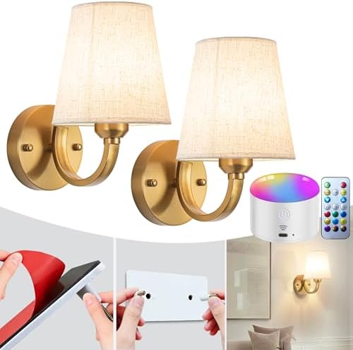 YHCDLAMP Peel and Stick Wall Sconces, No Drilling Stick On Wall Sconce by YHCDLAMP