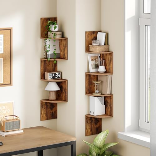 HOOBRO Corner Shelf Wall-Mounted, 4-Tier Corner Bookshelves Floating Shelf - Image 2