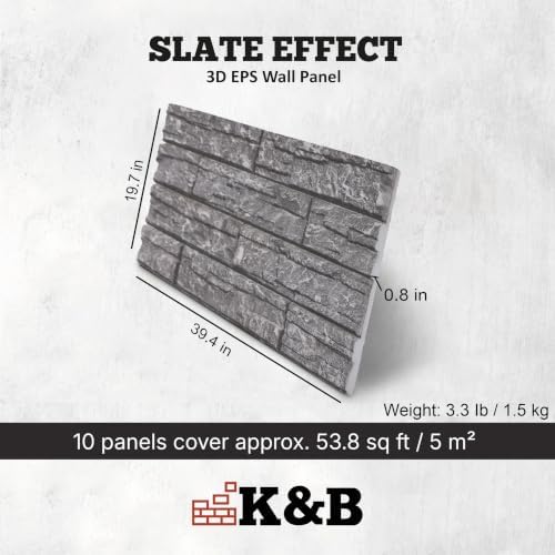 K&B Panels 3D Wall Panel, Slate Effect Styrofoam Wall Panelling, Lightweight - Image 3