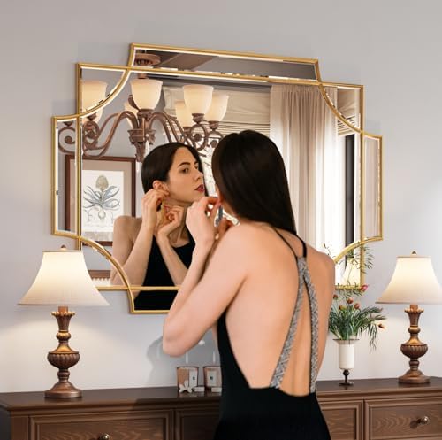Kelly Miller 30"x40" Gold Foil Scalloped Edge Decorative Vanity Wall Mirror - Image 3