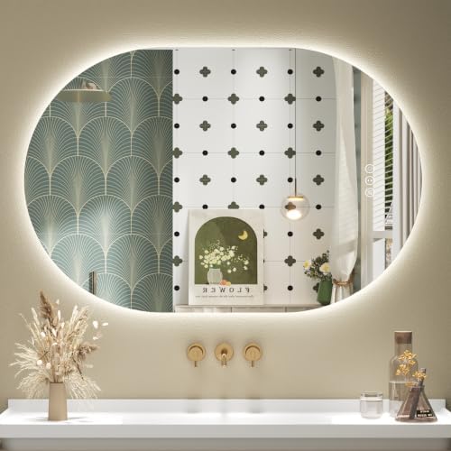 SMIROR 40x28 Oval Backlit LED Bathroom Vanity Mirror by SMIROR