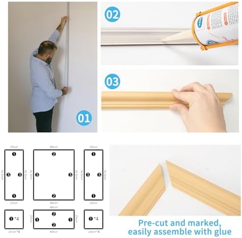 Art3d Pre-Cut Wall Molding Set of 6 pcs, 3 Top 3 Bottom - Image 7