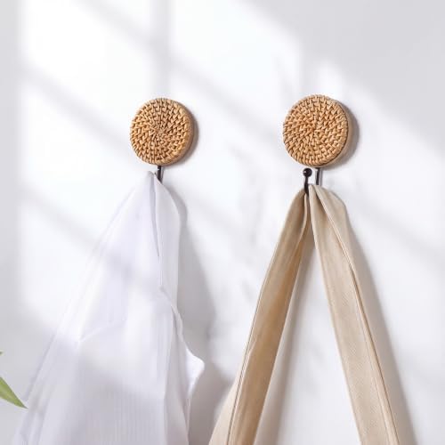 Colingmill 2 Pcs Boho Rattan Wall Hooks, Woven Towel Hooks Decor - Image 6
