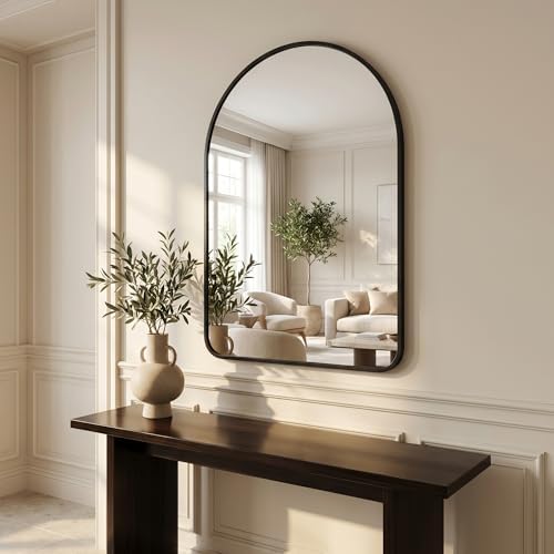 HARRITPURE 26"x38" Arched Bathroom Mirror Wall Mounted Black Arch Mirror - Image 2
