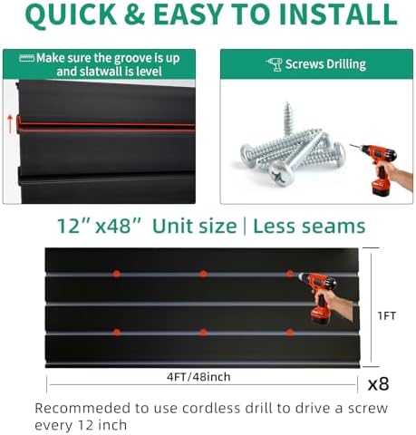 FRAYSCENT Slat Wall Paneling Garage Slat Wall Storage Systems Slatwall Panels - Image 6