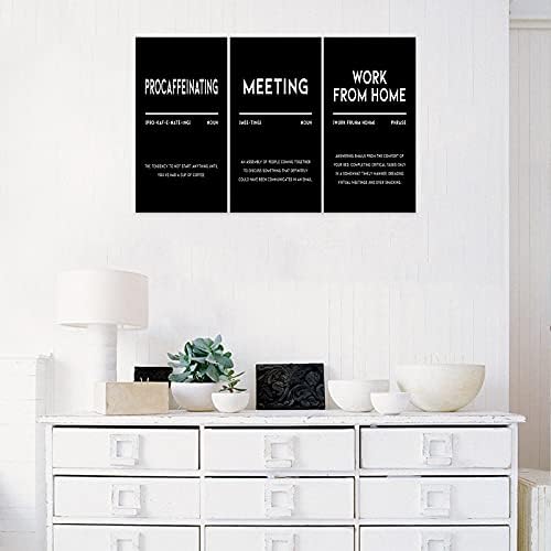 3 Piece Inspirational Canvas Wall Art, Quotes "Procaffeinating - Image 2