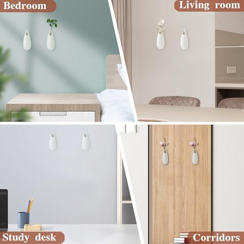 White Ceramic Wall Vases, 5.9 Inch, Teardrop Design - Image 5