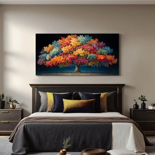 YISXINOAG Colorful Tree of Life Wall Art Modern Landscape Painting 20"X40" - Image 6