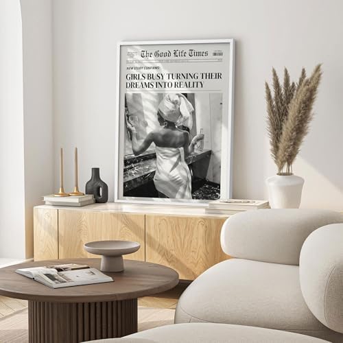 Fashion Black And White Newspaper Wall Art 12x18in White Framed Retro Cocktail - Image 2