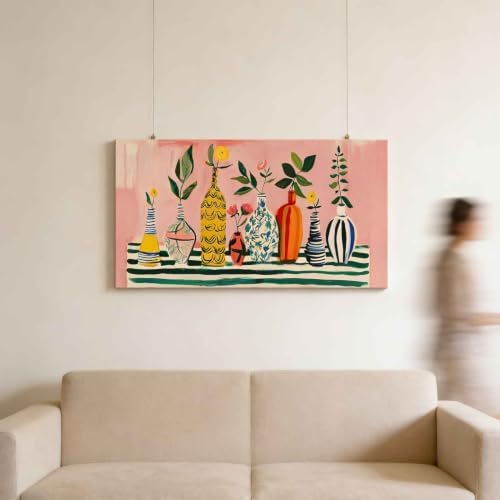 Vibrant Colorful Bottle Flower Canvas Wall Art Large Playful Retro Vase Floral - Image 6