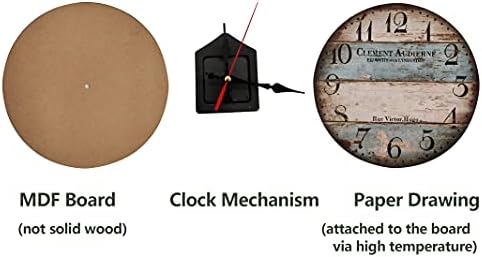 12 Inch Silent Vintage Wooden Round Wall Clock Arabic Numerals Vintage Rustic - Image 2