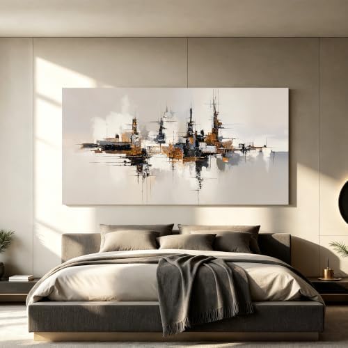 Grey Color Block Abstract Canvas Wall Art - Image 5