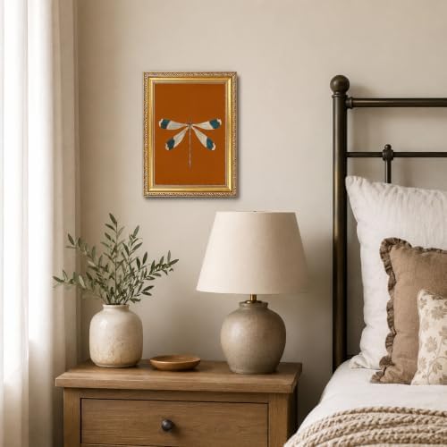 Gold Framed Dragonfly Wall Art, Antique Insect Picture Wall Decor11x9in - Image 4
