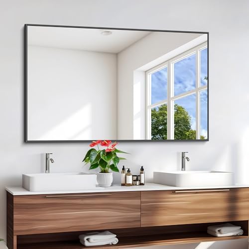 DESBING Black Bathroom Mirror for Wall, 55x36 Inch Rectangle Mirrors - Image 4