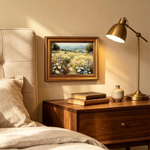 IMNTSD Framed Vintage Tuscan Landscape Wall Art, Wildflower Meadow Countryside - Image 6