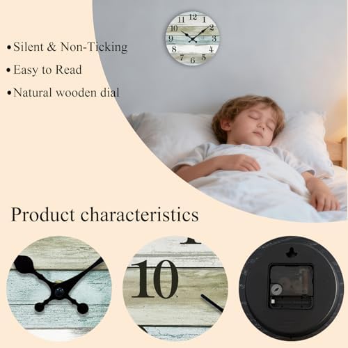 10 Inch Beach Wall Clock, Silent Non-Ticking Battery Operated - Image 5