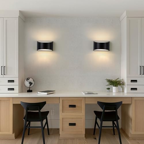 Black Modern LED Wall Sconce Hardwired Indoor Wall Lights Set of 2 Up and Down - Image 6
