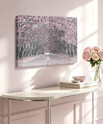 Nicetop Pink Wall Art–Abstract Floral Trees Artwork Canvas Print Romantic by Nicetop