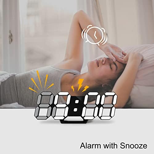 Deeyaple Led Digital Alarm Clock 3D Small Wall Clock Snooze Dimmable Time - Image 3