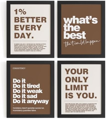 DSHFG Motivational Inspirational Office Wall Art Decor Prints Brown by Unknown