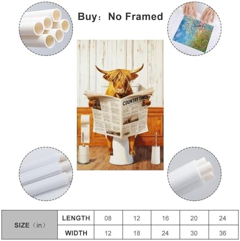 Funny Highlands Cow Reading Newspaper Poster Canvas Wall Art Prints Gifts Photo - Image 2