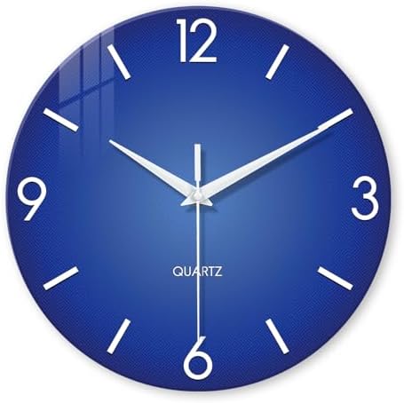 XFM Modern Simple Glass Wall Clock 12 Inch Silent Blue by XFMWallClock