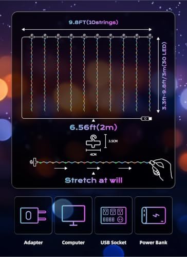 Brightown 300 LED Fairy Curtain Lights, 9.8ft x 9.8ft Curtain String Lights - Image 2