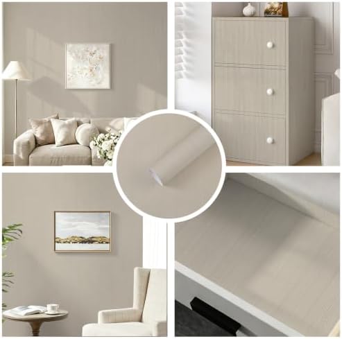 Textured Peel and Stick Wallpaper 118" x 16.14" Grasscloth Beige Contact Paper - Image 4
