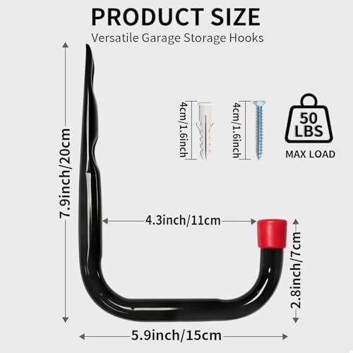 Heavy Duty Garage Storage Hooks, Wall Mount Storage Utility Hangers - Image 2