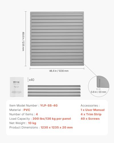 VEVOR Slat Wall Paneling, 4 x 4 ft, PVC Garage Slatwall - Image 7