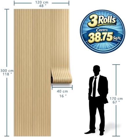 Peel and Stick Faux Wood Slat Wall Panels, 3D Wood Grain Wallpaper - Image 2