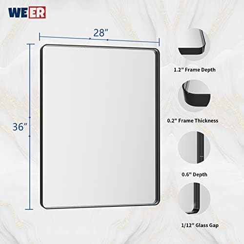 WEER Black Bathroom Vanity Mirror 28X36 Inch - Image 6