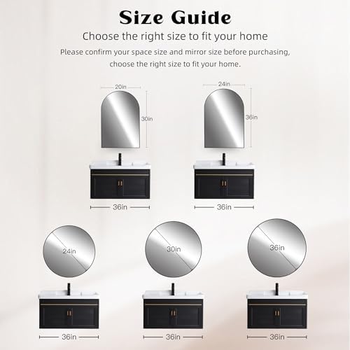 White Round Mirror 30 Inch, Circle Bathroom Vanity Mirror - Image 5