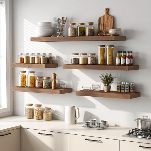 Heimlove Floating Shelves 23.6" W x 9.3" D Walnut Set of 2 - Image 5