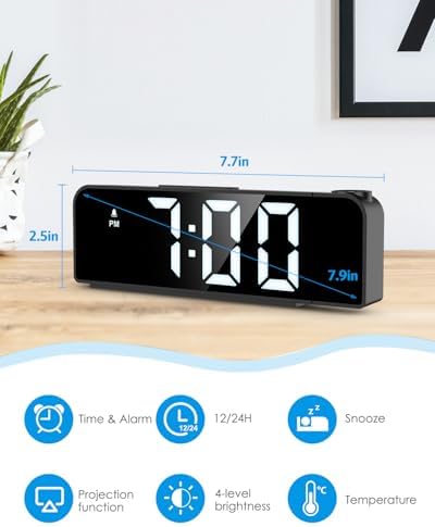 AMIR Projection Alarm Clock for Bedroom Ceiling, Projection Clock - Image 6