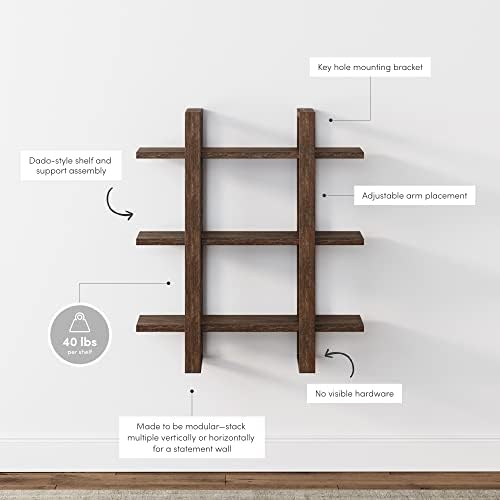 Nathan James Floating Wall Book Shelves, 3-Tier Display Shelf, Decorative - Image 4